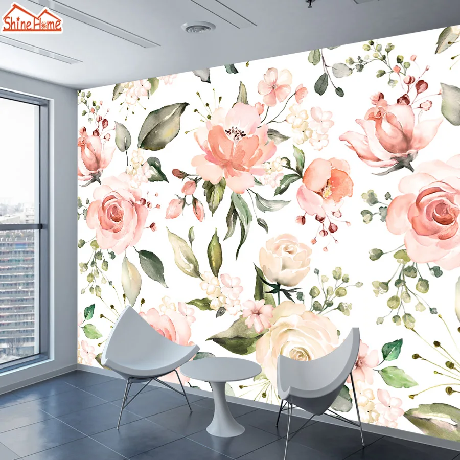 Custom Peel and Stick Accept Wallpapers for Living Room Pink Rose Vinyl Wall Papers Home Decor Murals Floral Nature Improvement