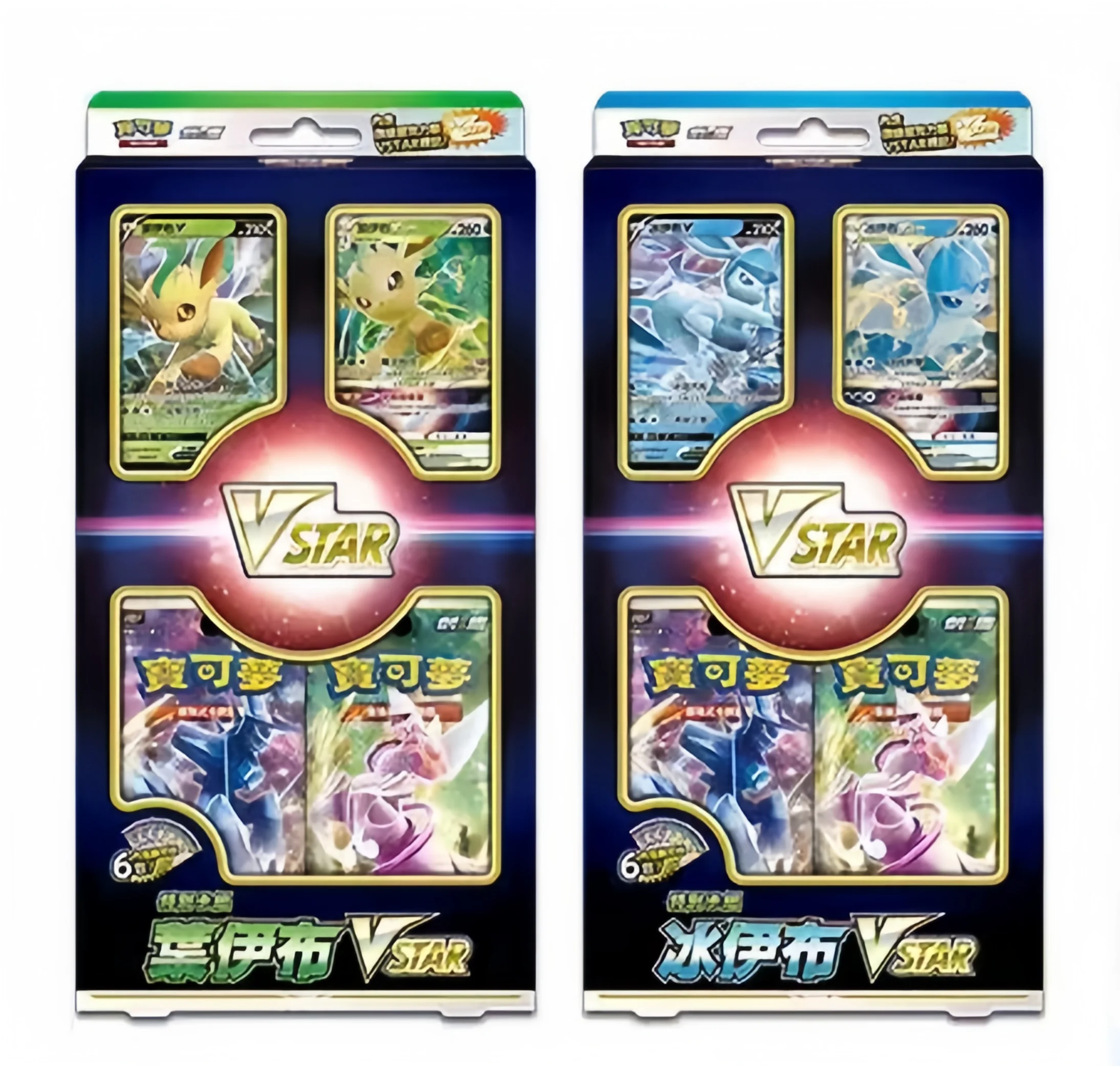 

New Genuine Hot Sale Pkm Trading Card Game Ptcg Traditional Chinese Glaceon Leafeon Vstar Gift Box Toy Card Festvial Gifts