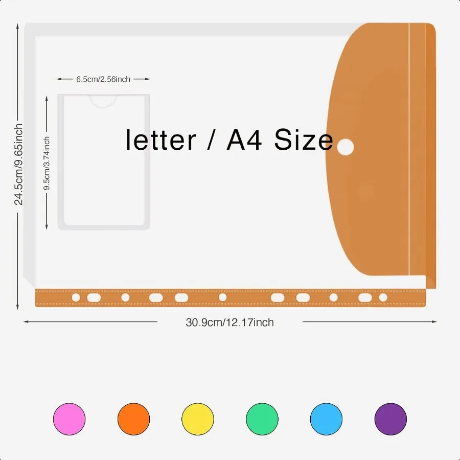 مظاريف بلاستيكية جيوب مجلدة لحقيبة المستندات الدائرية 2 3 4 تنظيم بسهولة شفافة 8.5 × 11 عبوة قابلة للتوسيع مكونة من 12 قطعة