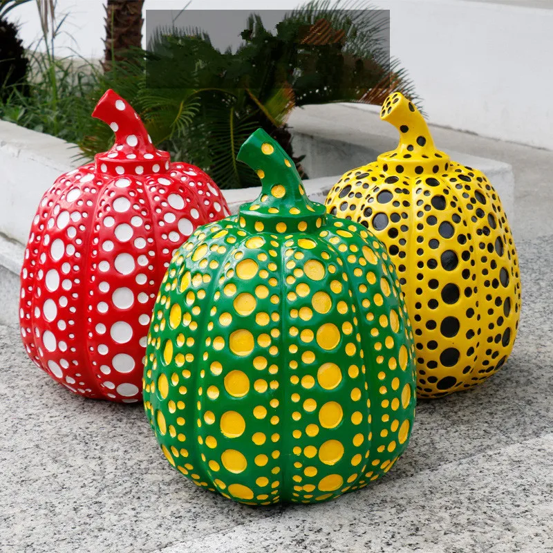 Halloween Pumpkin Statue Handicrafts Wave Point Pumpkin Sculpture Morden Resin Crafts Office Home Interior Decor Gifts Props