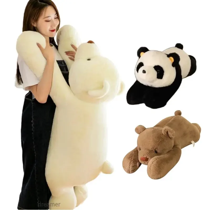 50-120cm Giant Lying Polar Bear Doll Plush Toy Stuffed Fluffy Panda Animal Children Man Sleeping Companion Plushie Peluche Gift