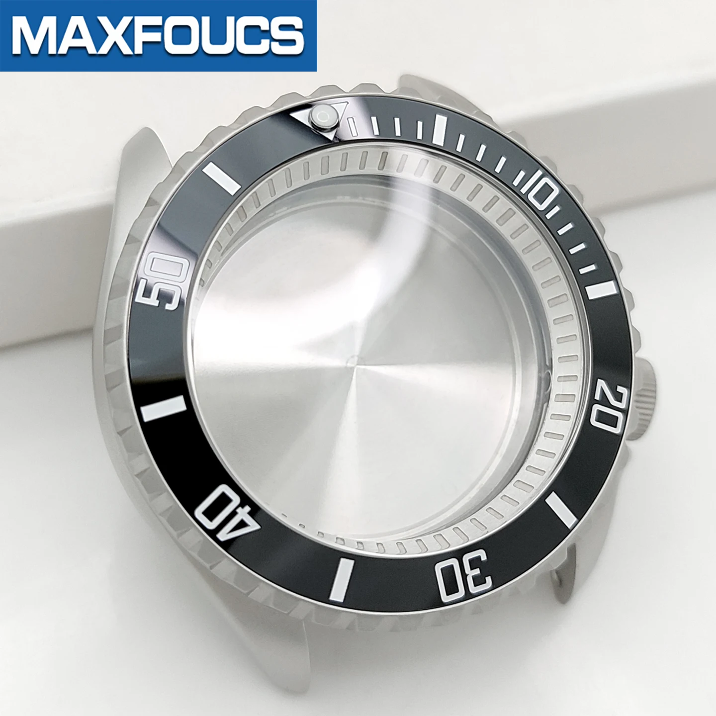 Mattes 3.8 SKX Silber-Uhrengehäuse, Krone bei 4 Uhr, Edelstahl-Finish, MOD NH36, Keramikeinsatz, Saphirglas, kundenspezifische Teile – Detail 13