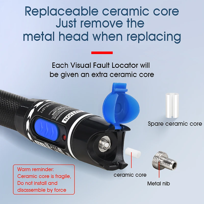 FTTH 1mW Visual Fault Locator SC/FC/ST 2.5mm Interface High Quality VFL Optical Fiber Test Tool Fiber Optic Cable Tester Pen