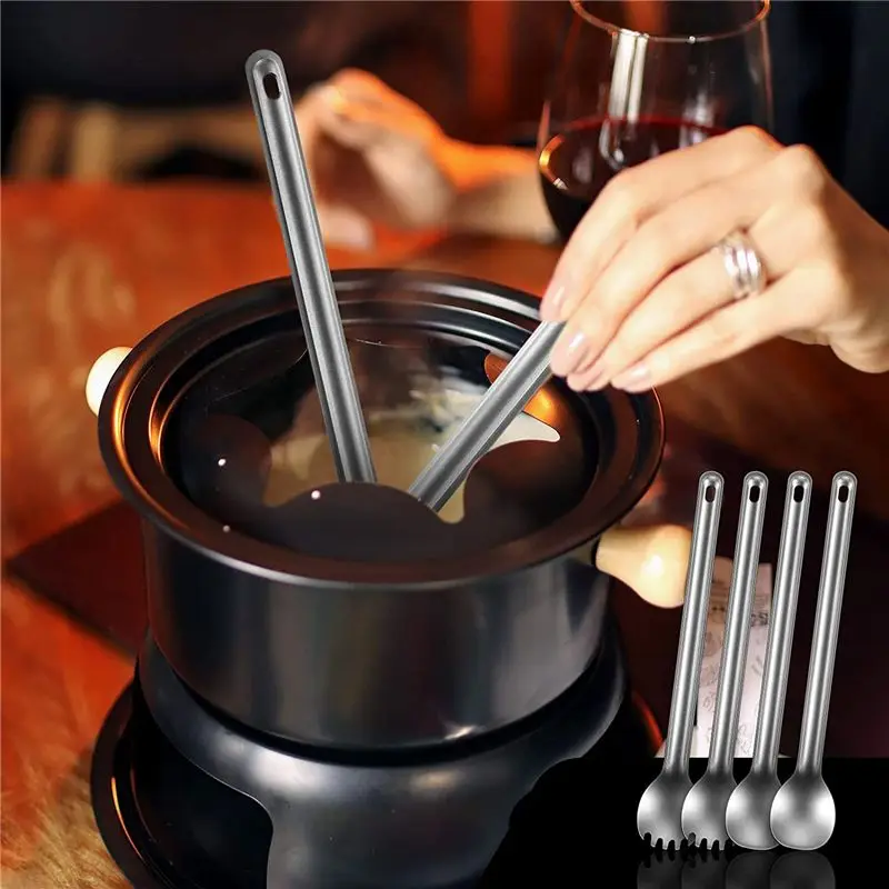 *X07A, 4 шт., титановая вилка и ложка с длинной ручкой, сверхлегкие портативные столовые приборы для кемпинга, альпинизма, пешего туризма, путешествий *X07A, 4 шт., титановая вилка и ложка с длинной ручкой, сверхлегкие портативные столовые приборы для кемпинга, альпинизма, пешего туризма, путешествий