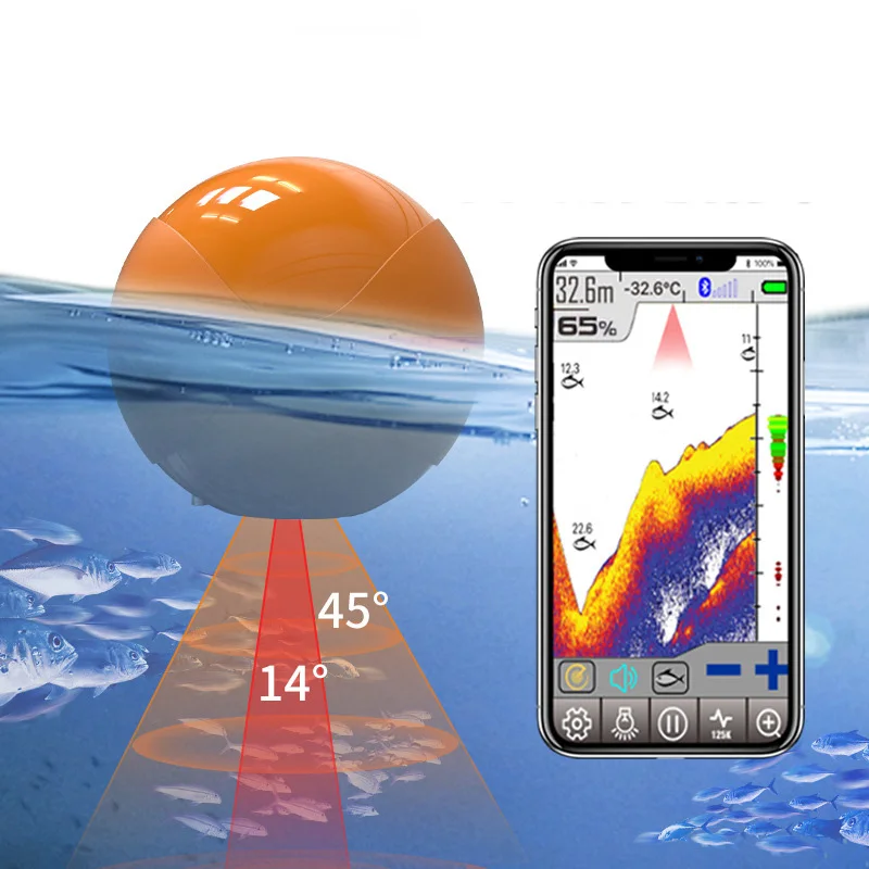 

Erchang F68 WiFi Fish Finder 100M Distance 60M Depth Wireless Fishing Suitable for iOS and Android Echo Detector Ocean Fishing