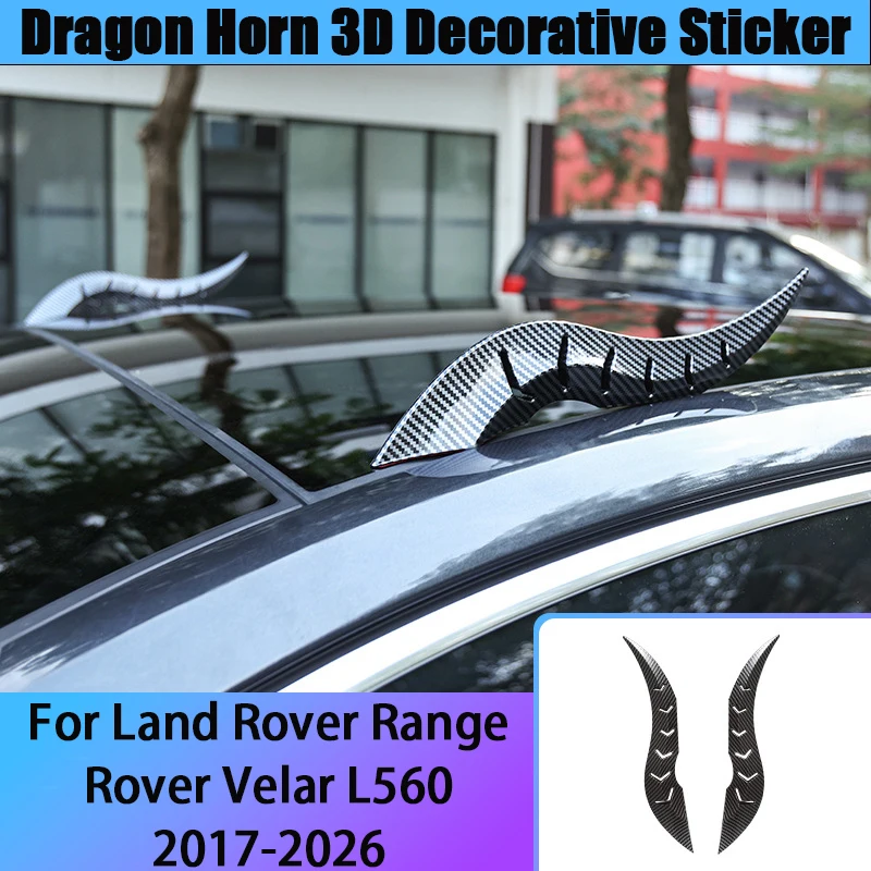 For Land Rover Range Rover Velar L560 2017-2026 2PCS Car Roof 3D Dragon Horn Decoration High-Strength Stickers Auto Exterior
