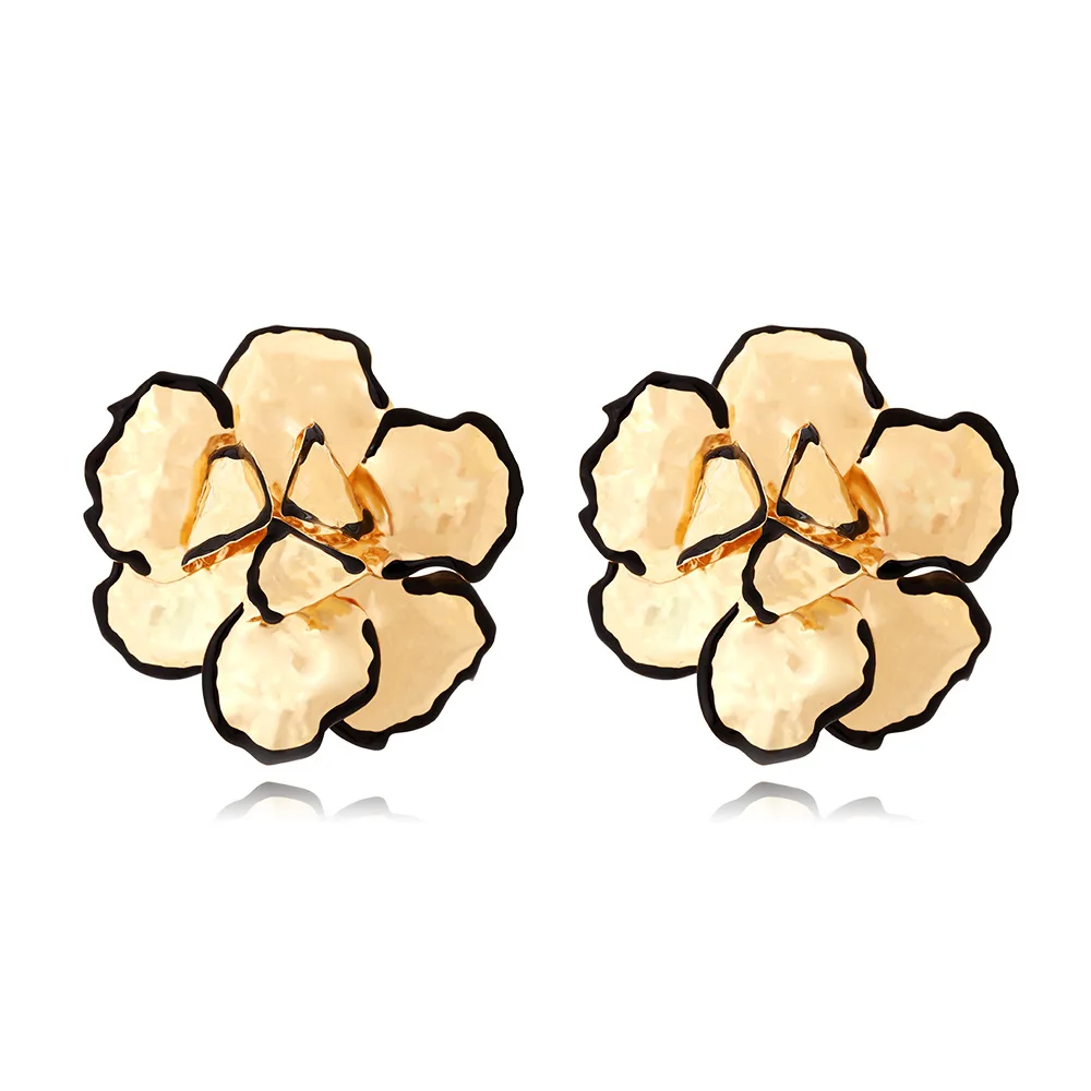 

ZAA Exaggerated Irregular Metal Flower Earrings for Women Statement Jewelry Holiday Party Gifts