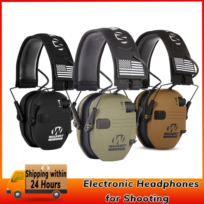 Headphone elektronik pelindung untuk menembak, headphone elektronik Anti kebisingan pelindung pendengaran berburu penutup telinga dengan pengurang kebisingan NRR23db