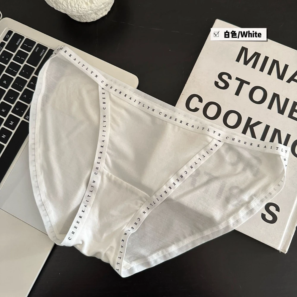 Modal Mid-Rise Plus Size Panties Fashion Lettering Women's Panties Comfortable Mulberry Silk Crotch Briefs Women Underwear