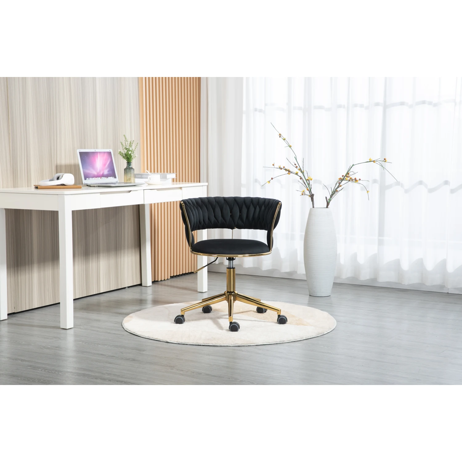 COOLMORE Home Office Desk Chair, Vanity Chair, Modern Adjustable Home Computer Executive Chair Swivel Task Chair for Small Space