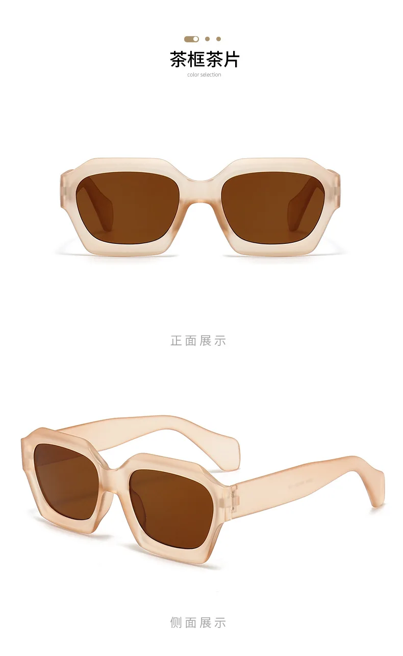 Neu eingetroffene Vintage-Sonnenbrille mit quadratischer Form für Damen und Herren, Sonnenbrille mit konkaver Oberfläche, Damen- und Herrenbrille – Detail 10