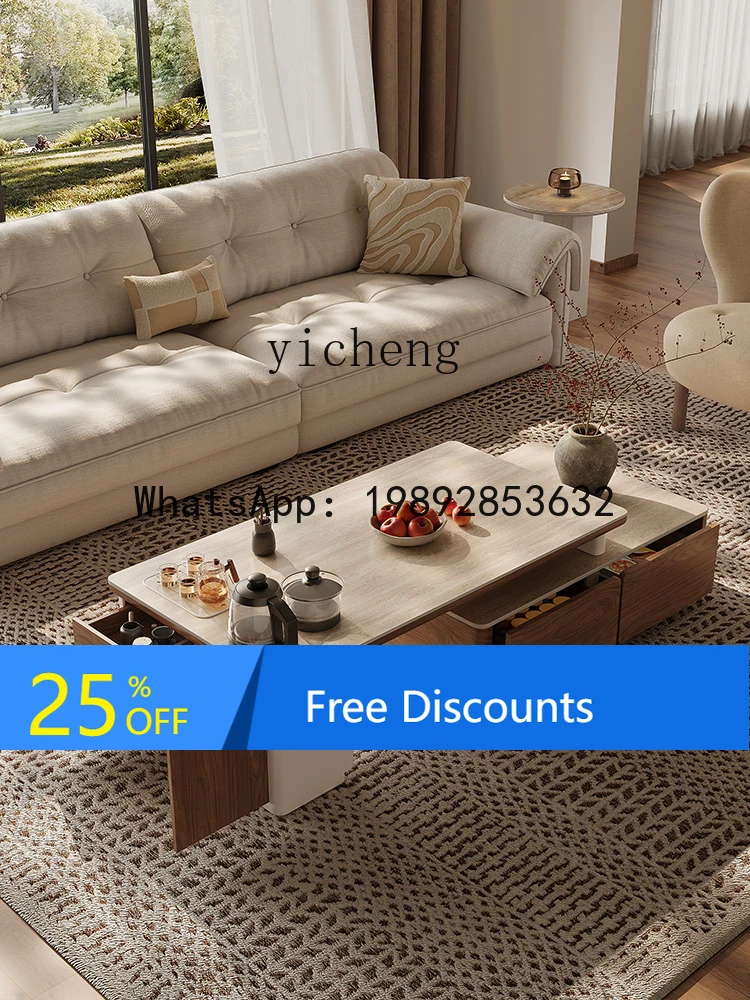 

AA retractable cave stone rock slab coffee table living modern simple high-end light luxury Kung Fu tea table