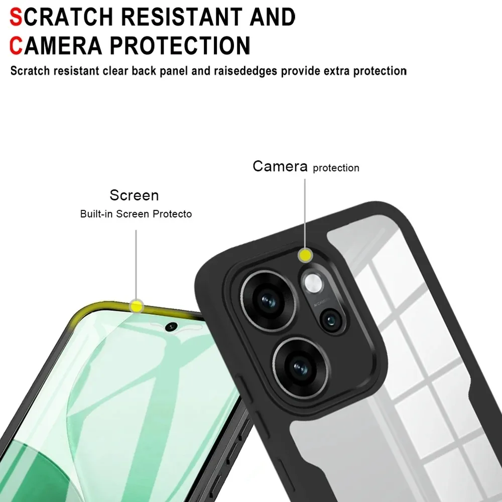 Anti-Drop Dual Layers 360° Case for OPPO Reno 14 14F 14Pro 13 13F 13Pro 5G Full Body Protective Cover with Screen Protector Film