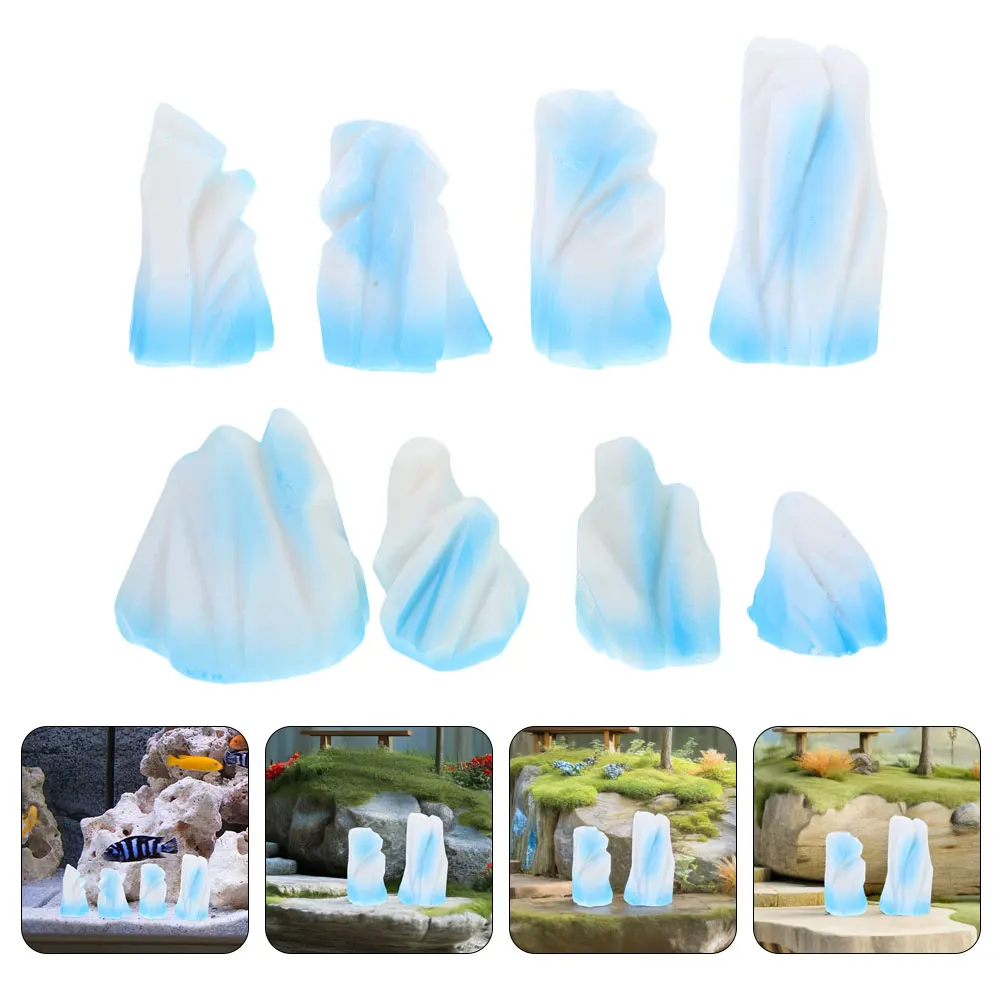

2 Sets Simulated Iceberg Ornaments Mini Floeberg Figurine Small Miniature Decor