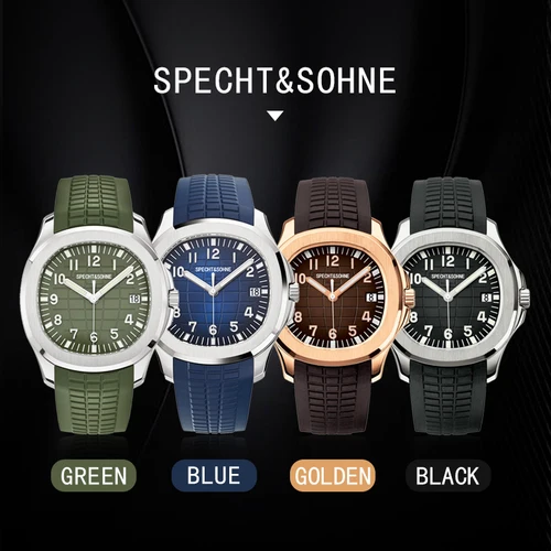 Imagen 2 del producto Specht & Sohne 2025 nuevo Reloj de pulsera mecánico de lujo para Hombre Miyota 8215 Reloj de acero inoxidable Reloj de goma verde zafiro Reloj para Hombre