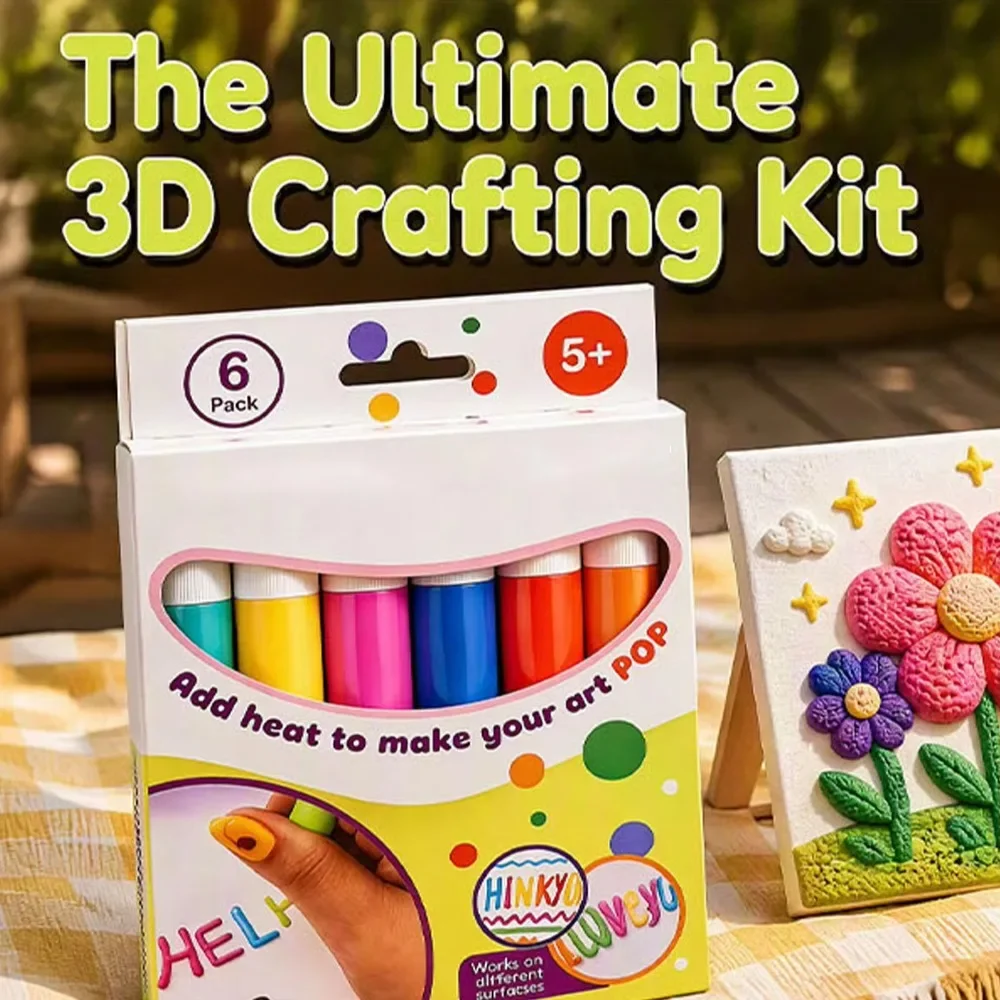 3D Bubble Pen Set Colorful Handmade Heat Activated Painting Markers Bubble Drawing Pen for Kids Boys Girls DIY Crafts Paper Art