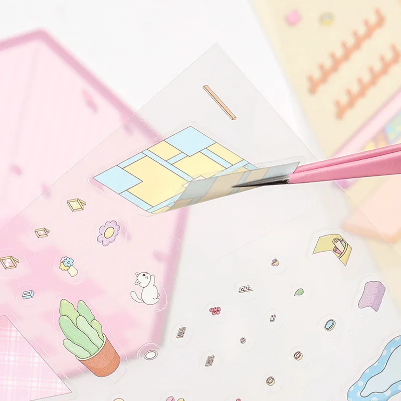 3D Landscape Sticker Cartoon DIY Pocket Cabin Scene Stacking And Pasting Hand Account Stationery Gift For Kid Child Student