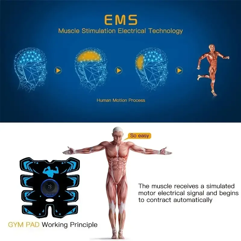 EMS Abdominal Muscle Stimulator Massage USB Rechargeable Abdominal Muscle Stimulation Belt Trainer Home Fitness Equipment Men an