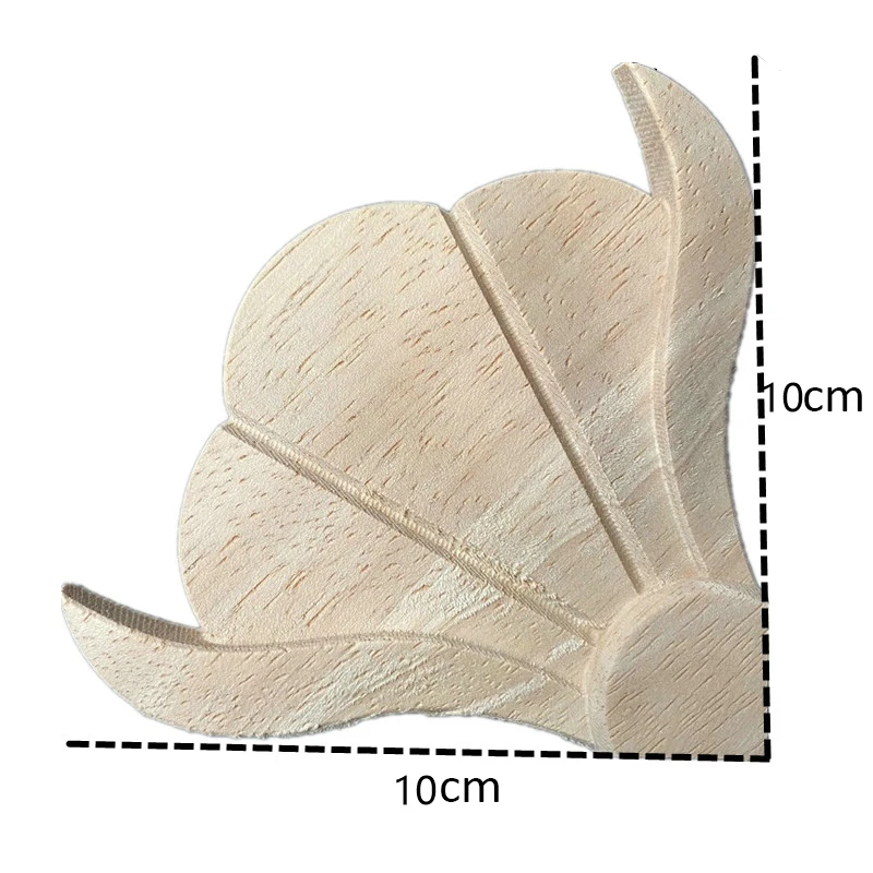 Autocollant d'angle sculpté en bois 10cm, 4 pièces, cadre non peint appliqué pour décoration de meubles de maison