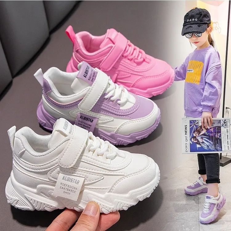 Sepatu Bayi Perempuan Kulit PU Fashion Sneakers Olahraga Lari Anak-anak Sepatu Kasual Anak-anak Bersirkulasi Tenis Sneakers Jalan Kaki