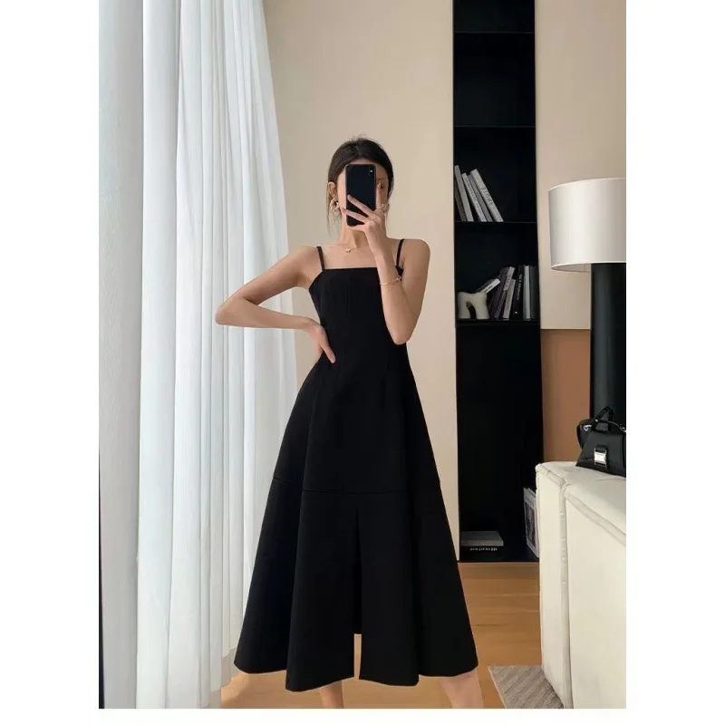 Sleeveless Dress Women Simple Casual Solid Fit High Waist Summer Retro New Arrival Elegant Ladies Cozy Mujer Ulzzang Ins Female