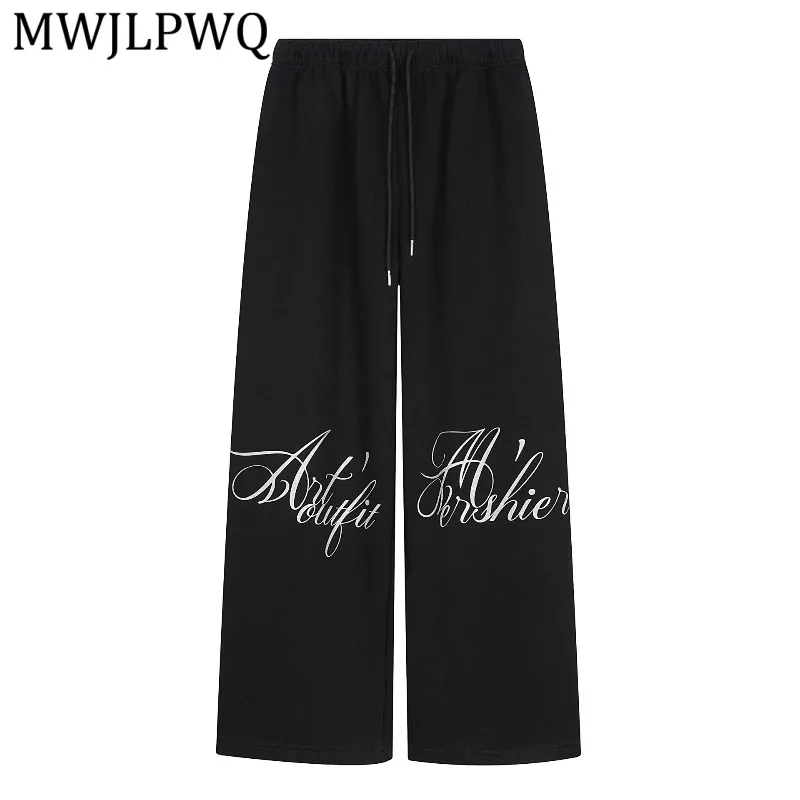 

MWJLPWQ American Retro Street Style Straight Printed Casual Pants For Men Oveirsized Wide Leg Trousers Spring Autumn New 16774