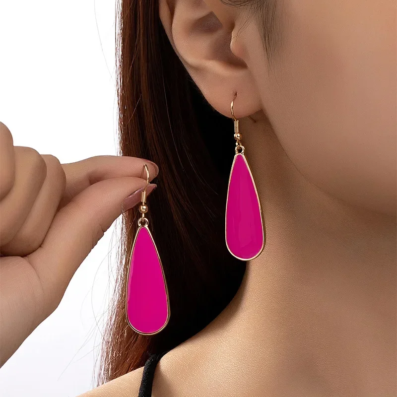 Japanese Korean Minimalist 5 Pointed Star Oil Drop Earrings for Women Temperament Geometric Water Drop Earrings