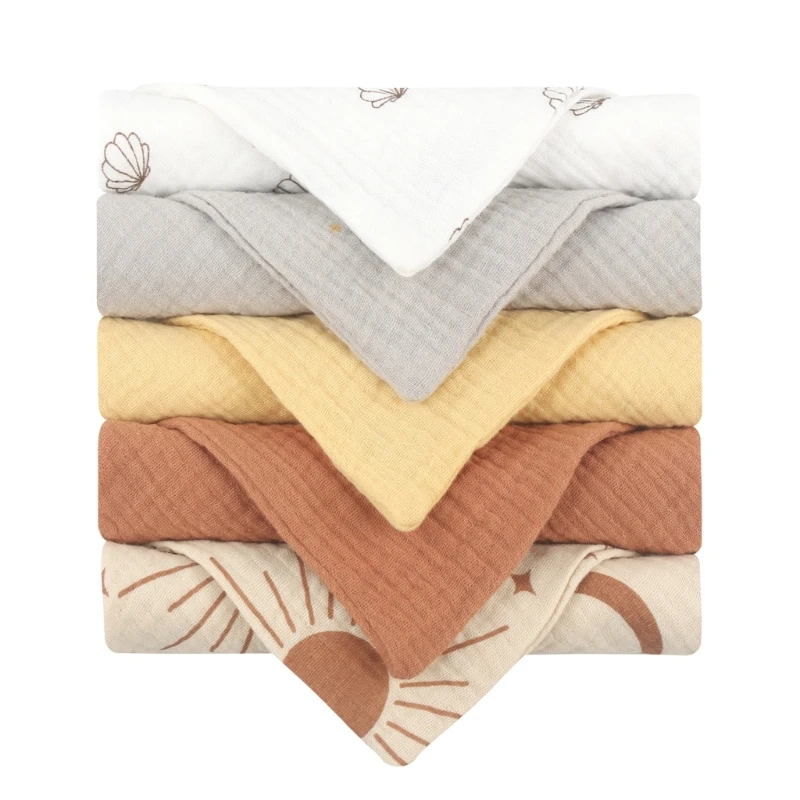 5PCS Baby Towel Set High Absorb Handkerchief Burp Cloth Newborns Soft Bath Towel Dropship