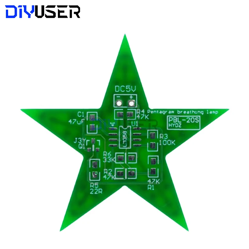 学生トレーニング DIY キット 五芒星呼吸ライト グラデーション LED ライト クリスマスはんだ付けトレーニング用 赤、緑、青