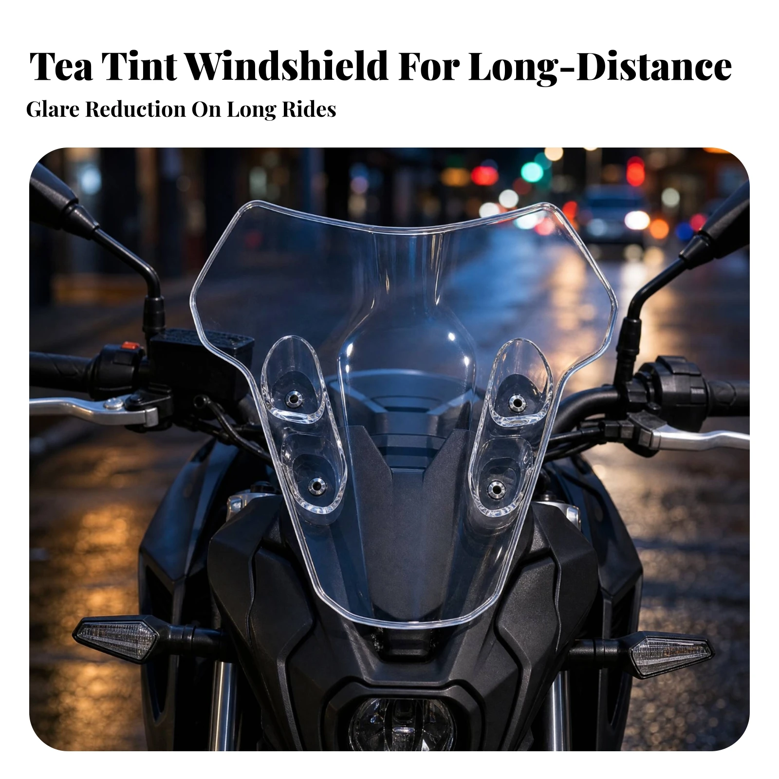Motorcycle Windscreen Streamlined Motorcycle Windshield Aerodynamic Cowl Compact Mount Long-Lasting for Everyday Riding