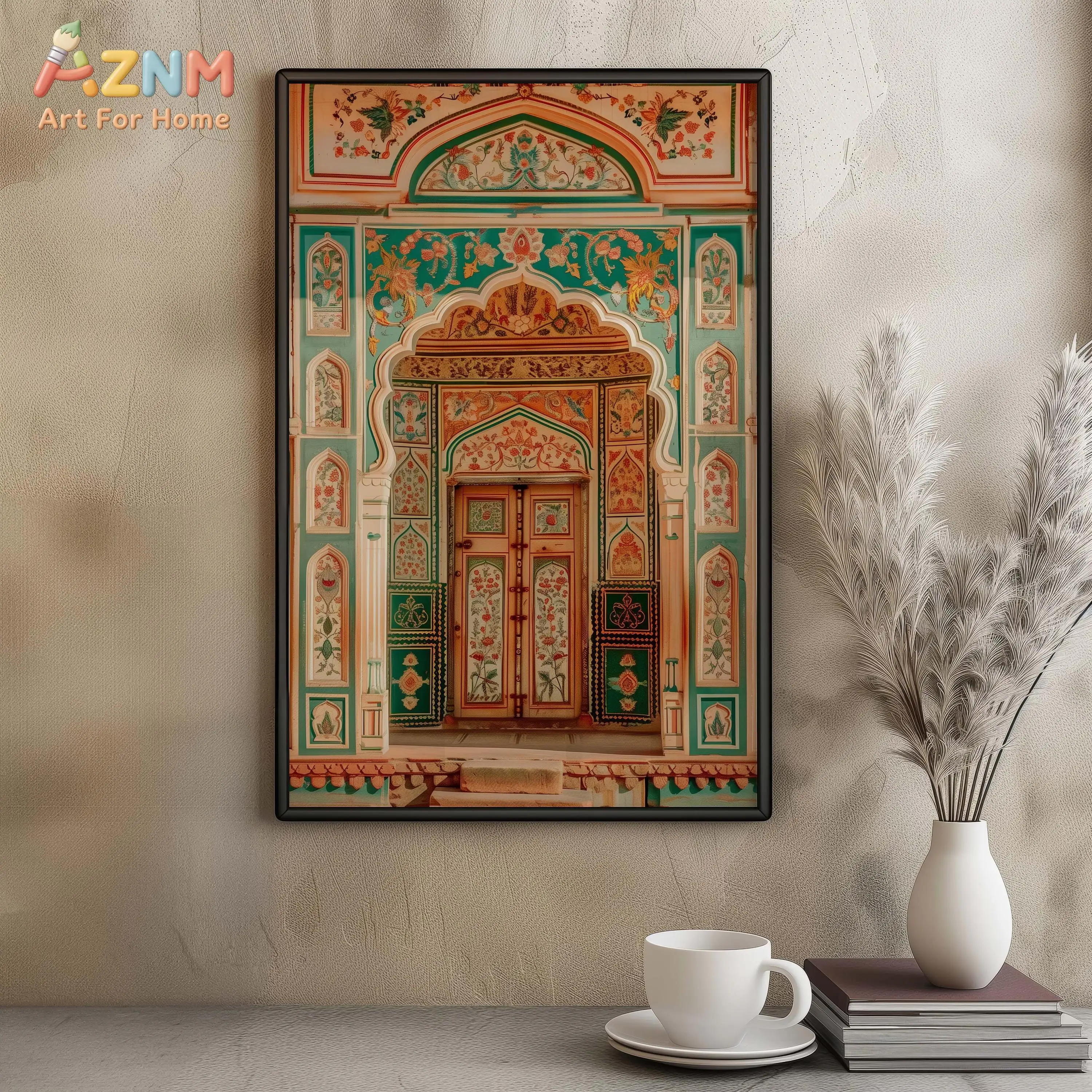 Home Decor Jaipur - AZNM Indian Jaipur Ornate Arch Door