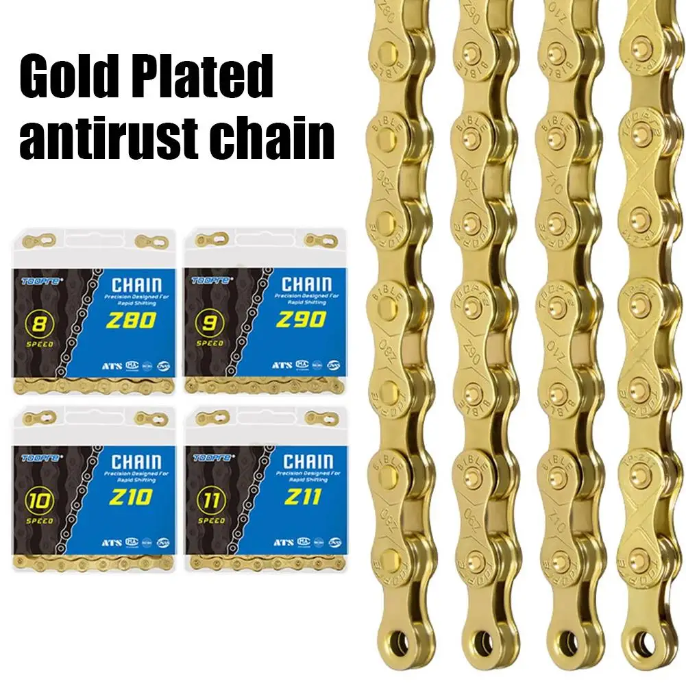 Bicycle Chains 1/8/9/10/11Speed Chain Variable Speed Mountain MTB Road Bike Anti-rust Chains Gold Cycling Accessories