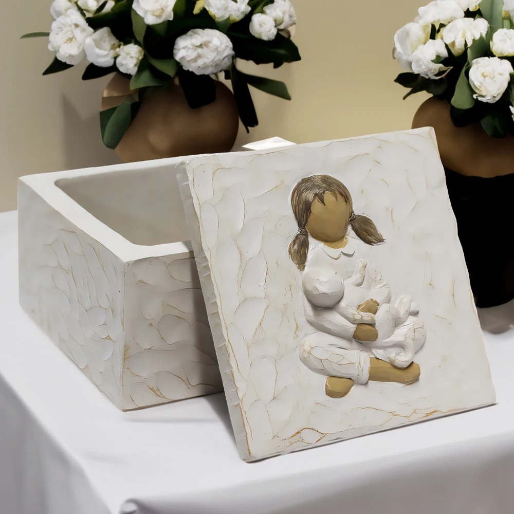 NORTHEUINS Resin Animal Pet Ash Box Angel Dog Cat Commemorative Universal Funeral Coffin Box Accessories