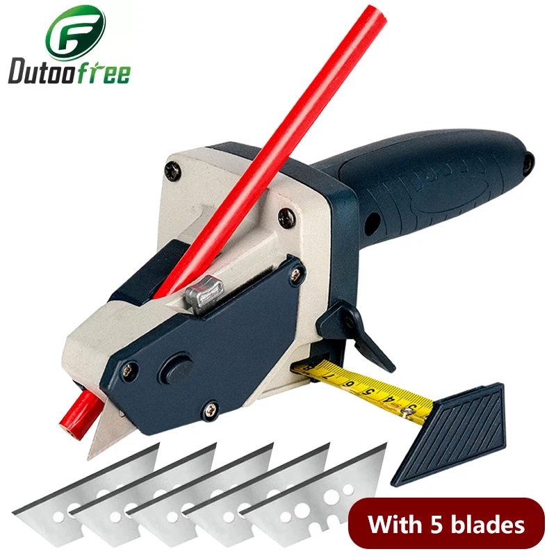 Gypsum Board Cutter Scribe Plasterboard Edger Drywall Automatic Cutting Cutter Tool Home Woodworking Hand Tools 5PCS Blades