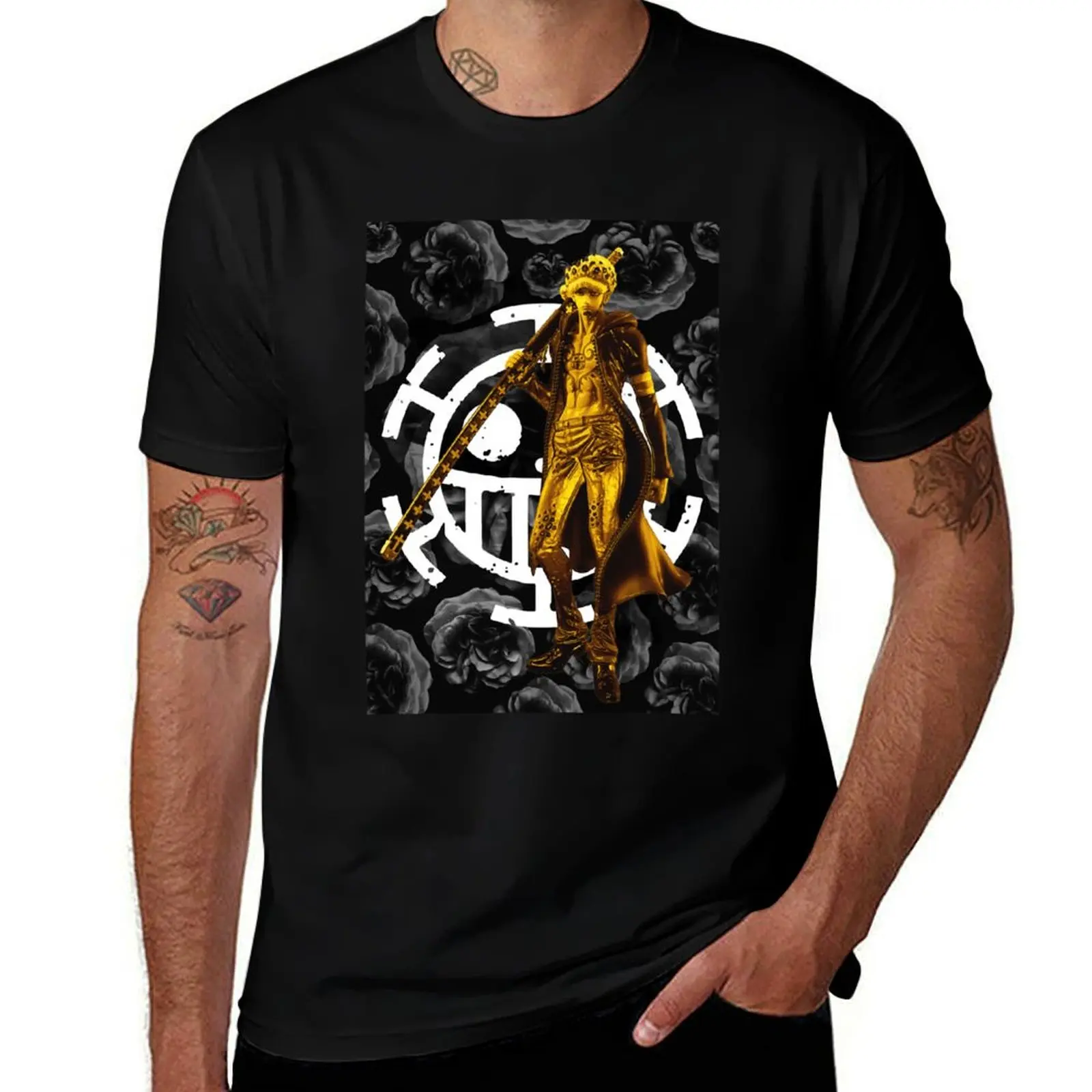 

Футболка Funny Man Trafalgar Law Gold Logo Awesome для любителей музыки, хлопковая футболка, комплект футболок