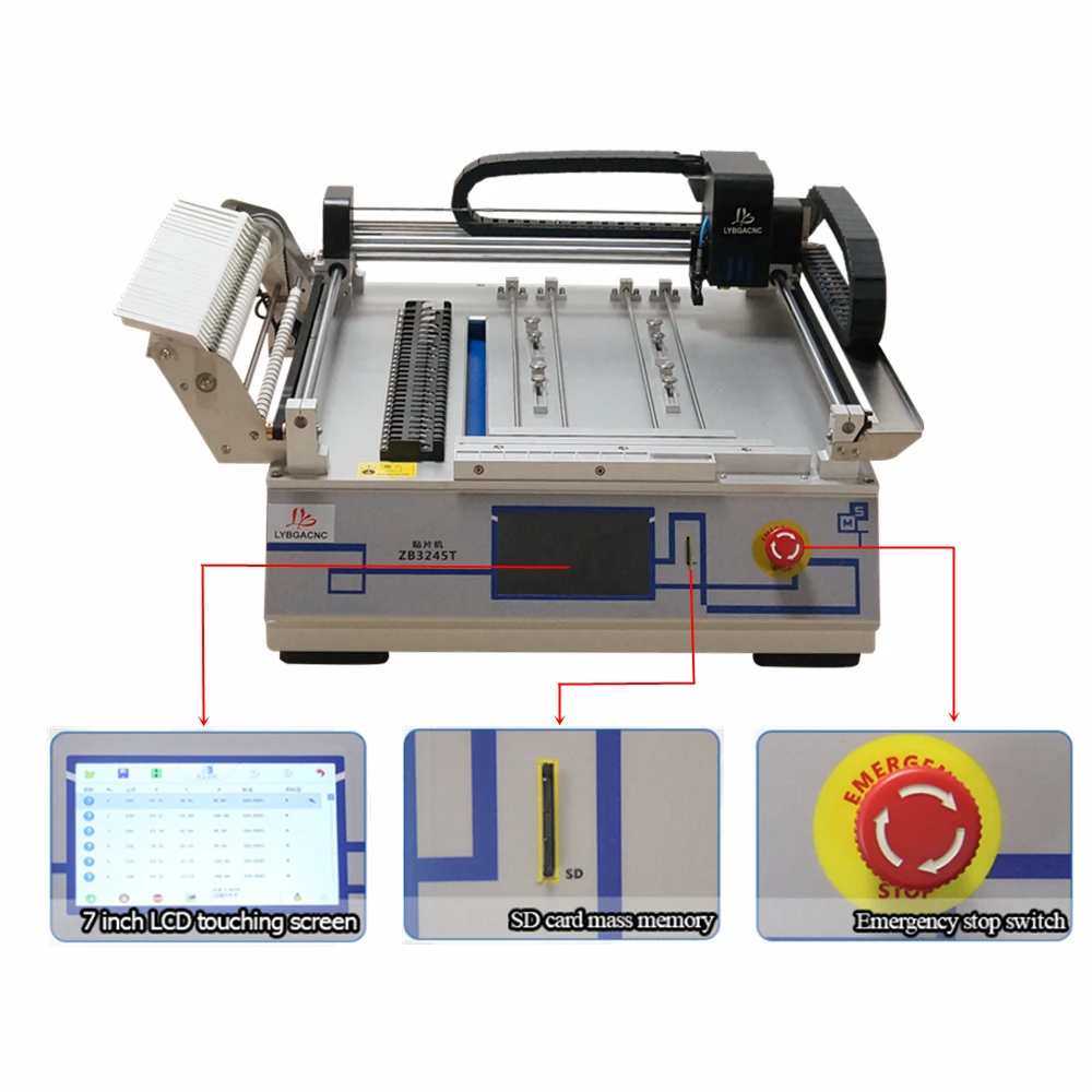 LYBGACNC Desktop SMT pick and place machine 2 heads for Automatic Multi-function Placement Equipment Vision Alignment System