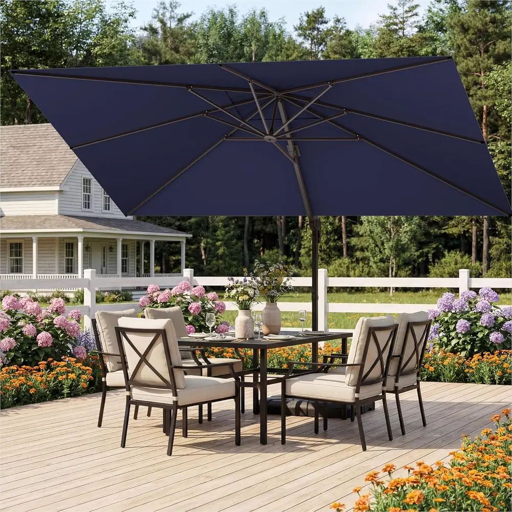 

Large 9x12 Cantilever Double Top Patio Umbrella with 360° Rotation, Heavy Duty Outdoor Shade for Deck and Pool, Navy