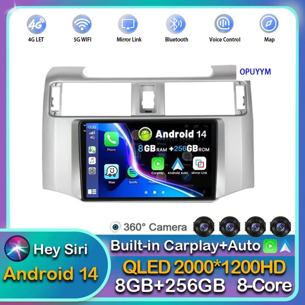 Android 14 Carplay Car Radio For Toyota 4Runner 4 Runner 2014 2015 2016 2017 2018 2019 Multimedia Video Player GPS 2Din Stereo