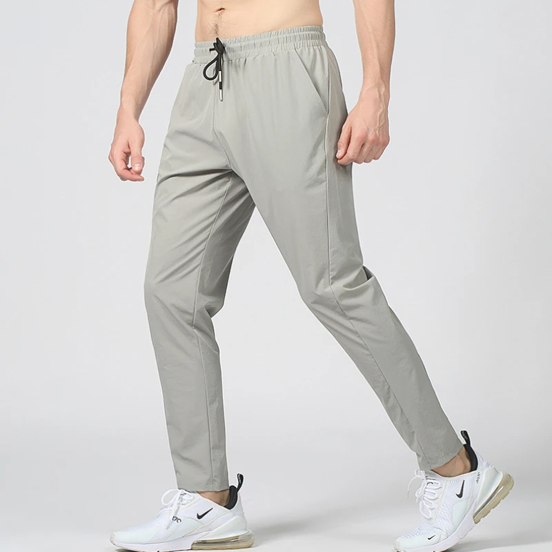 2024 Summer Elastic Men's Running Pants Slow Running trousers Leisure Outdoor Training Gym Quick Drying Ice Silk Fitness Pants