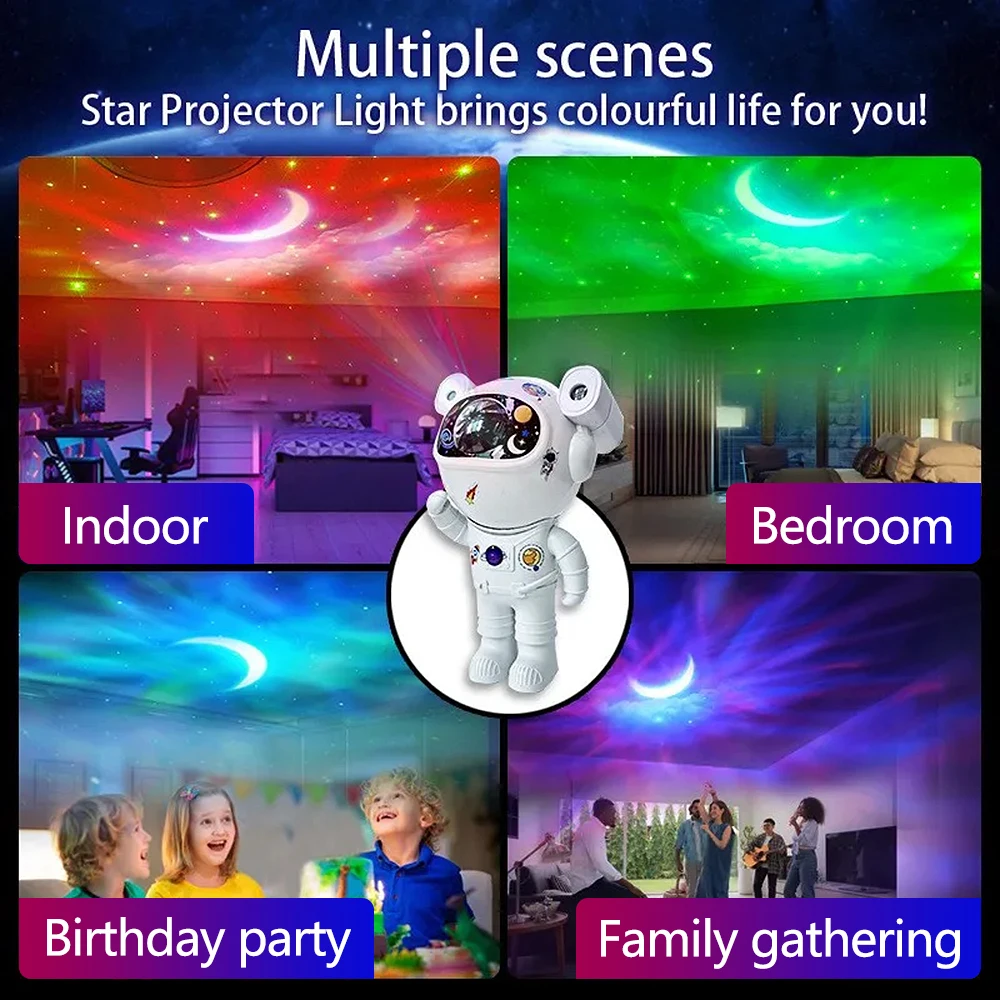 Star Projector Galaxy Night Light Astronaut Space Projector Starry Nebula Ceiling LED Lamp for Bedroom Home Decorative Kids Gift