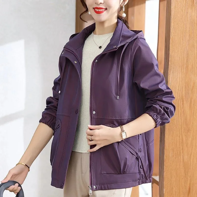 

Jacket Women's 2024New Spring Autumn Mother's High Quality Western-Style Windbreaker Coat Middle-Aged Elderly Outwear Female Top