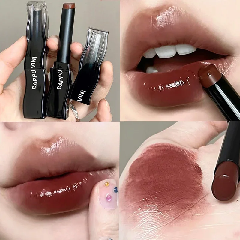 Moisturizing Mirror Jelly Lipstick Waterproof Long Lasting Non-stick Cup Solid Lip Gloss Nude Brown Red Lip Tint Makeup Cosmetic