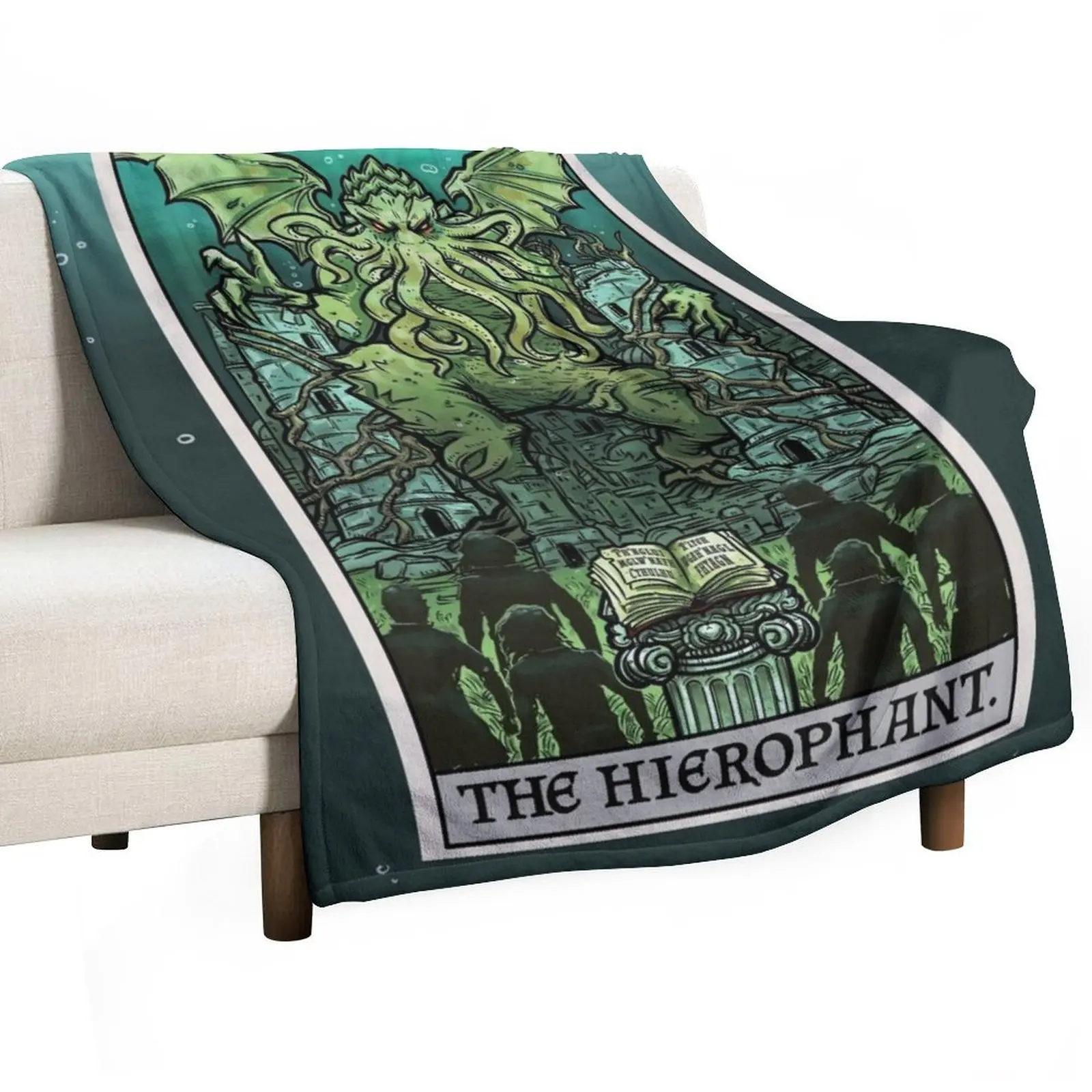 The Hierophant Tarot Card Cthulhu H.P. Lovecraft Horror Gothic Gifts Throw Blanket blankets ands Beautifuls Blankets