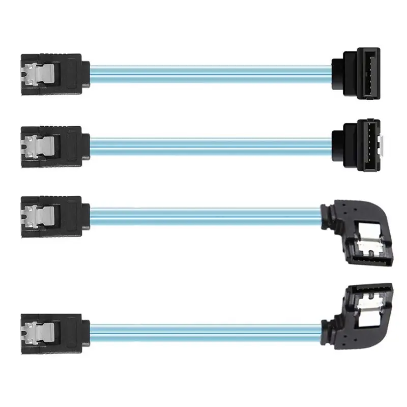 M51K-6Gbps SATA3.0 90-Degree Right-Angle Bend Data Cable 4Pcs Computer Hard Drive Cable Aluminum Foil Straight Elbow
