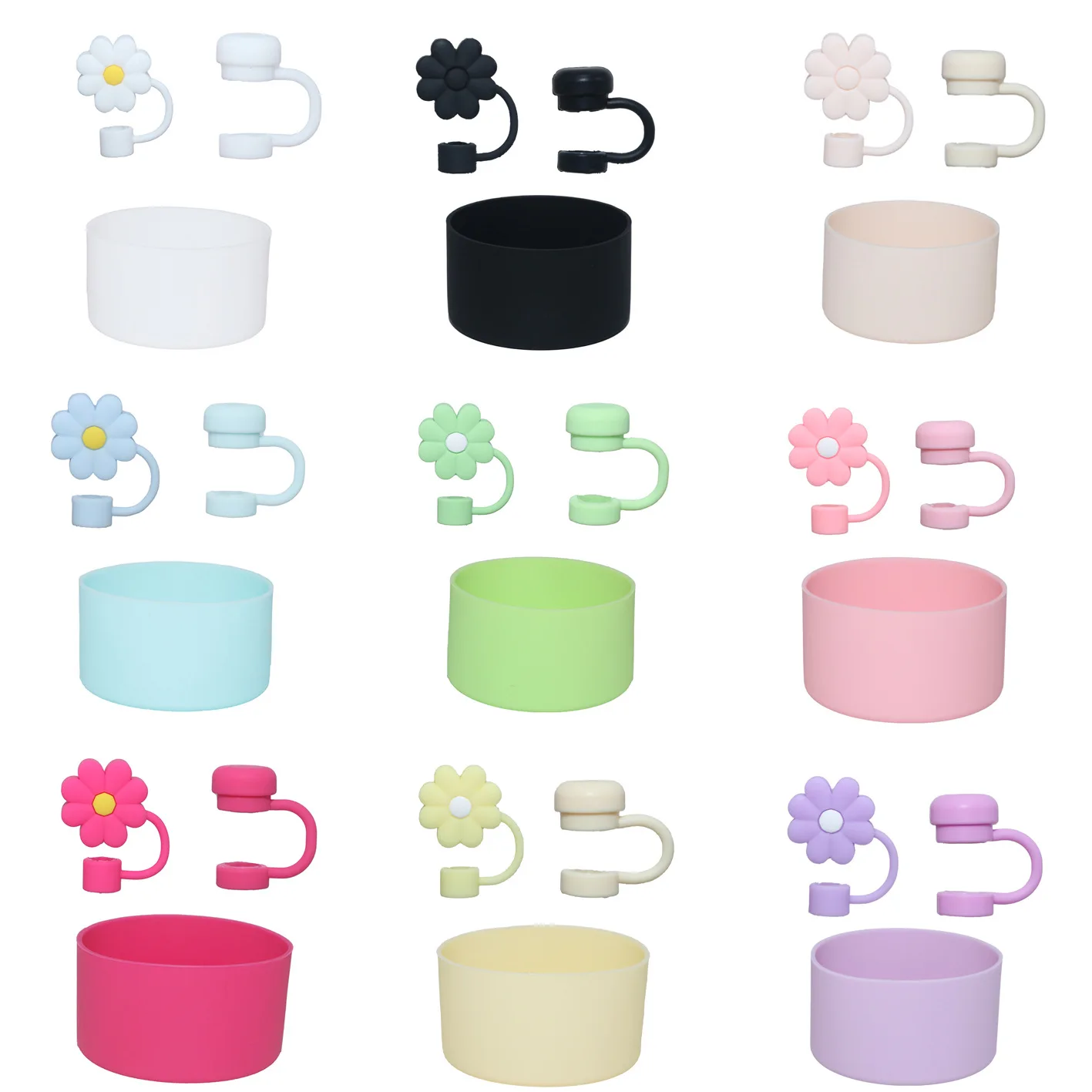 Tumbler Accessories Set for Stanley Cup Dust-Proof Straw Covers Cap Silicone Bottle Boots for Cup Straw Toppers Spill