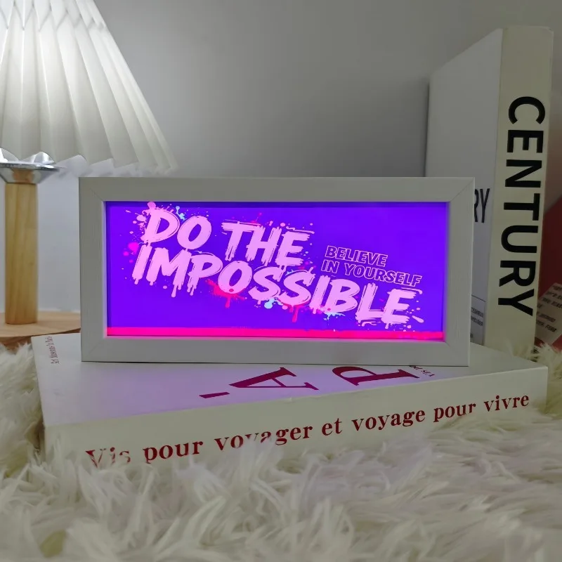 19.6cm/7.12in 3D Light Box English Text Cartoon Creativity Night Luminous Toy Lamp Collectible Party Supplies Bedroom Decoration