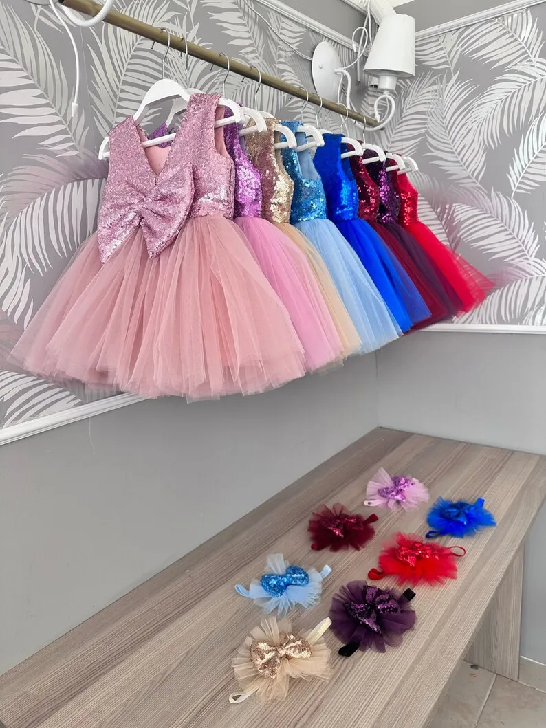 Handmade Sequin First Birthday Dress: Baby Girl Tutu Special Occasion Kids Birthday Dresses for Girls Girl Dress Baby Girl Dress