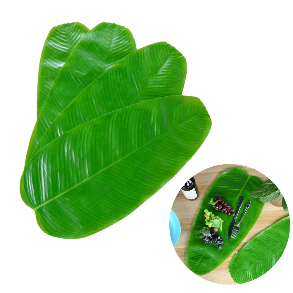 

5 Pcs Simulated Banana Leaf Placemat Artificial Leaves Table Decor Roller Coaster