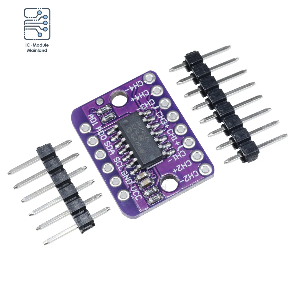 DC 2.7V-5.5V MCP3424 Programmable Gain Amplifier Module 4 Channel I2C IIC Interface A/D Converter For Arduino For Raspberry Pi