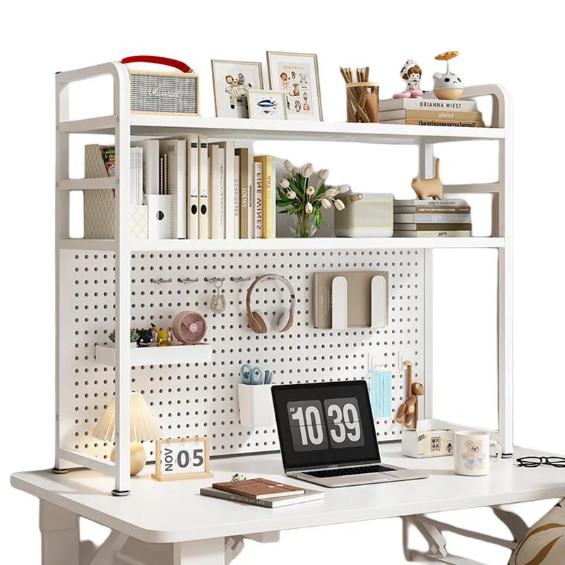

Desk multi-layer shelf hole board desktop storage shelf table wrought iron bookshelf